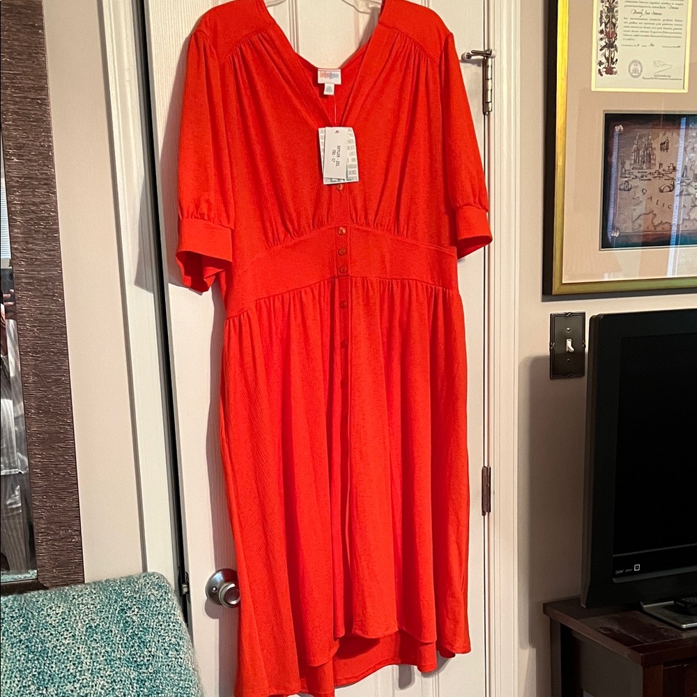LuLaRoe Vibrant Orange Skylar Dress, NWT, 2XL
